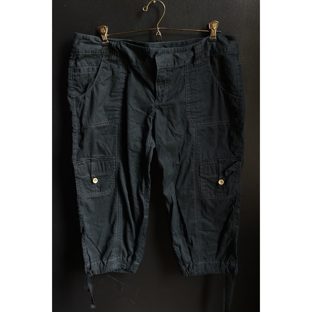 Vintage Express Capri Cargo Pants Size 10 Low Rise Charcoal Y2K Grunge Mall Goth